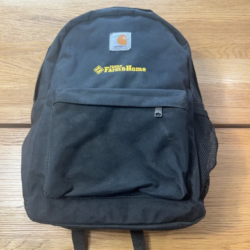 Carhartt Black Canvas Backpack Family Farm & Home Embroidered Work Bag